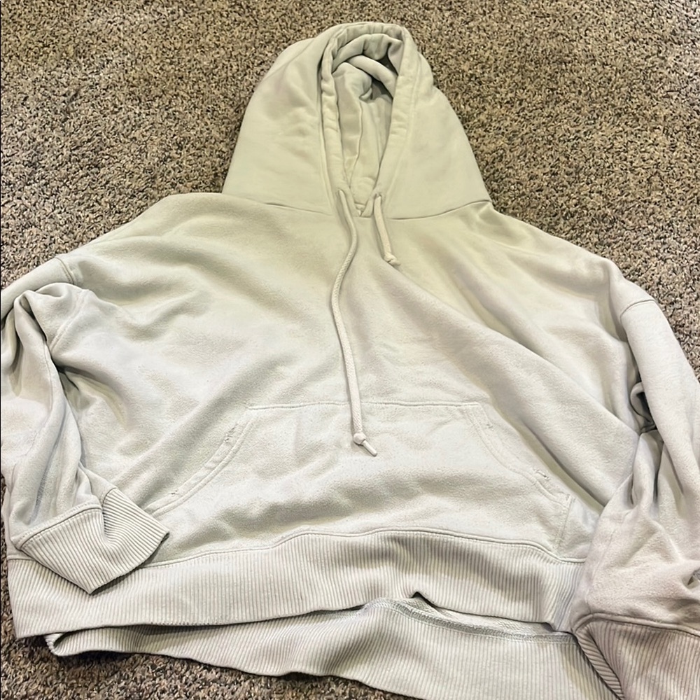 Distressed and Cropped Gray Hoodie